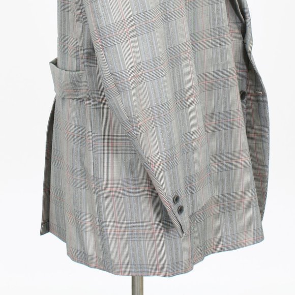 Vintage 1970s 46L Gray Check 2-Button Sport Coat Blazer Jacket B242 - Picture 8 of 11